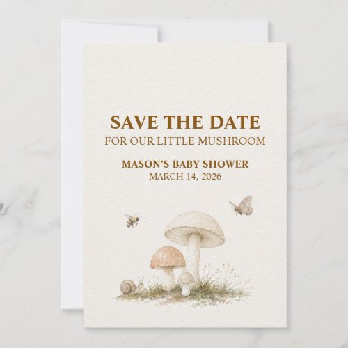 Our Little Mushroom Baby Shower Save the Date Invitation