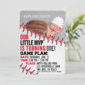 "Our Little MVP" Baseball Birthday Invitation (Standing Front)