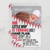 "Our Little MVP" Baseball Birthday Invitation (Front/Back)