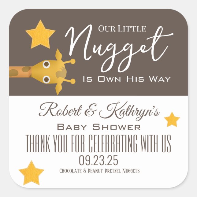 "Our Little Nugget" Baby Shower Favor Food Label (Front)