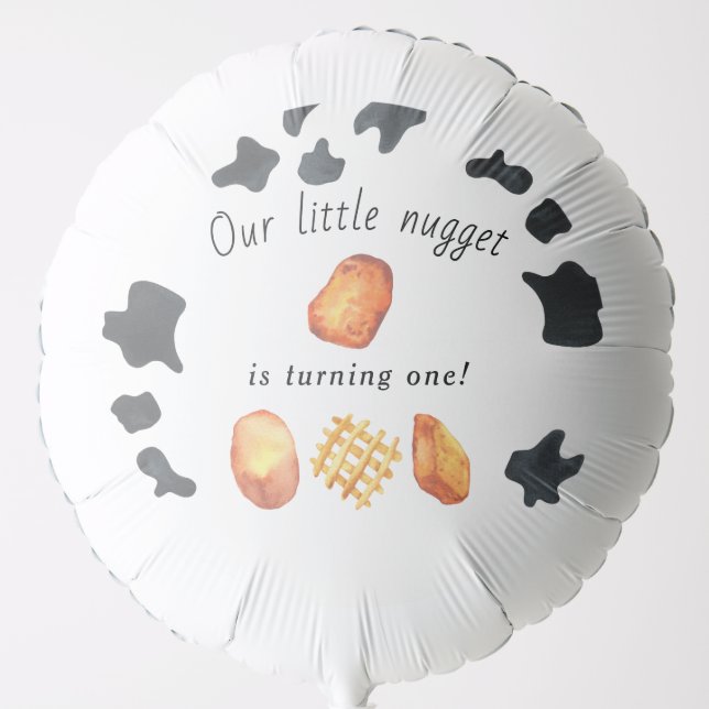 Our Little Nugget is turning one Kids Birthday Balloon (Front)