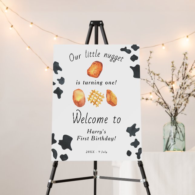 Our Little Nugget Is Turning One Kids Birthday  Foam Board (In Situ (Stand))