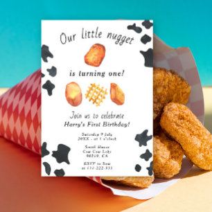 Our Little Nugget Is Turning One Kids Birthday  Invitation