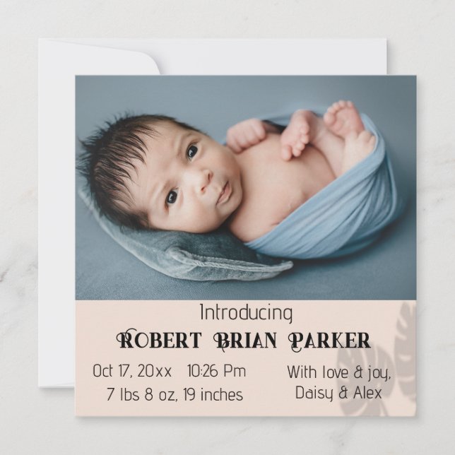 "Our Little One": Birth announcement card (Front)