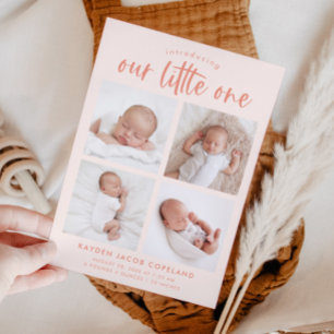 Our Little One Peach Multi Photo Birth Announcement
