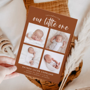 Our Little One Terracotta Multi Photo Birth Announcement