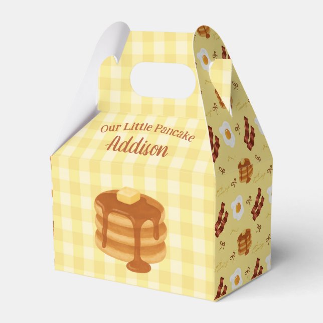 Our Little Pancake Baby Shower Brunch Theme Favor Boxes (Front Side)