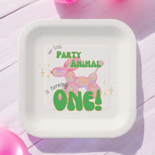 Our Little Party Balloon Animal 1st Birthday Paper Plates
