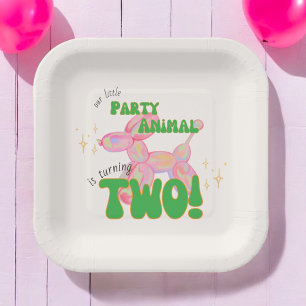 Our Little Party Balloon Animal 2nd Birthday Paper Plates