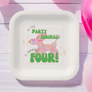 Our Little Party Balloon Animal 4th Birthday Paper Plates
