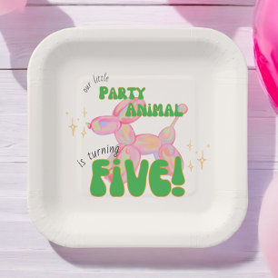 Our Little Party Balloon Animal 5th Birthday Paper Plates