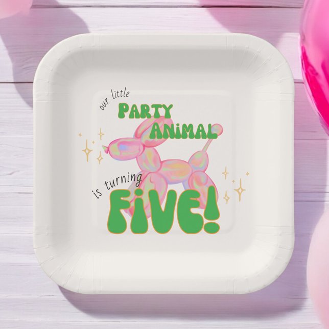 Our Little Party Balloon Animal 5th Birthday Paper Plates (Creator Uploaded)