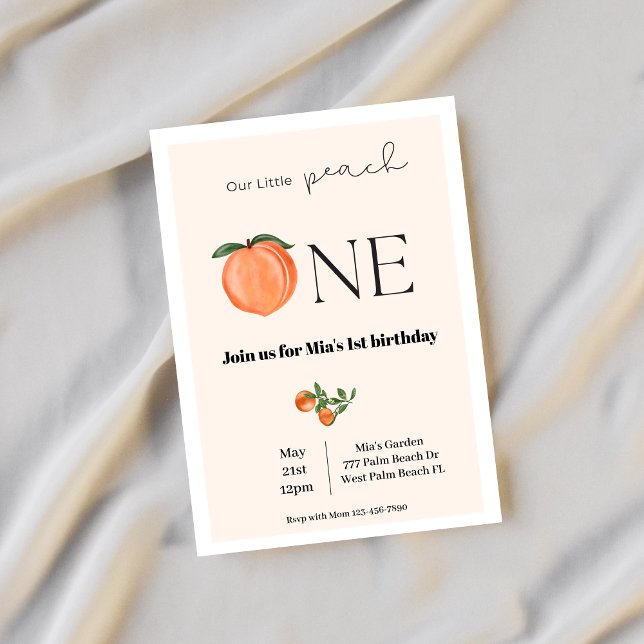 Our Little Peach 1st Birthday Invitation (Creator Uploaded)