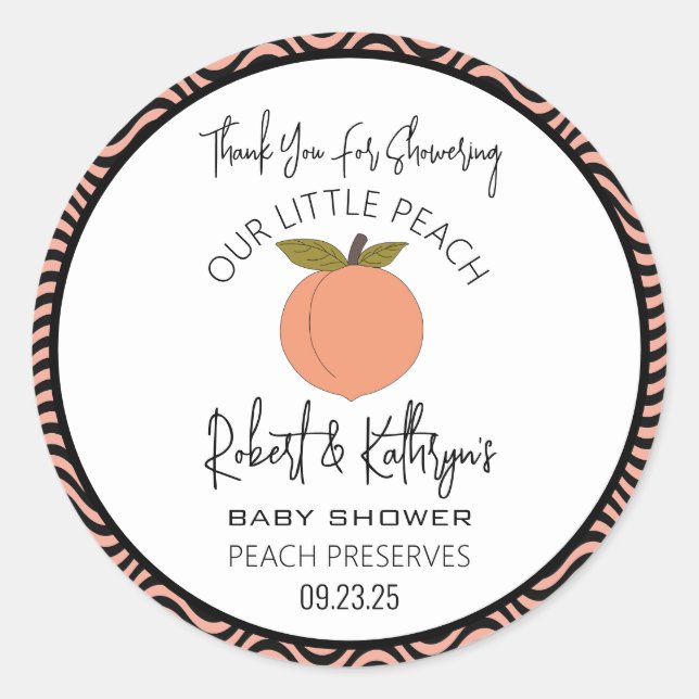 "Our Little Peach" Baby Shower Favor Label (Front)
