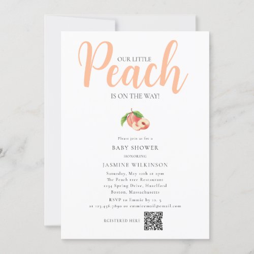 Our little peach cute modern  baby shower  invitation