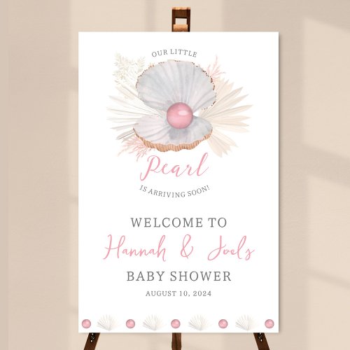 Our Little Pearl Ocean Baby Shower Welcome Sign