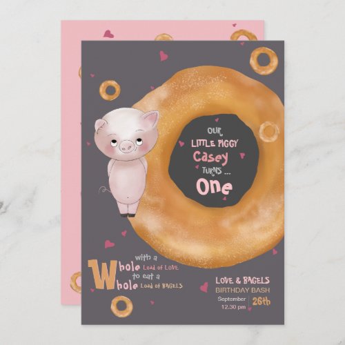 OUR LITTLE PIGGY    Love  Bagels Invitation