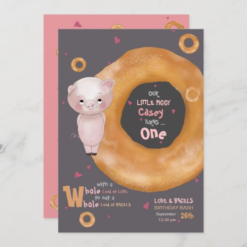 OUR LITTLE PIGGY    Love  Bagels Invitation