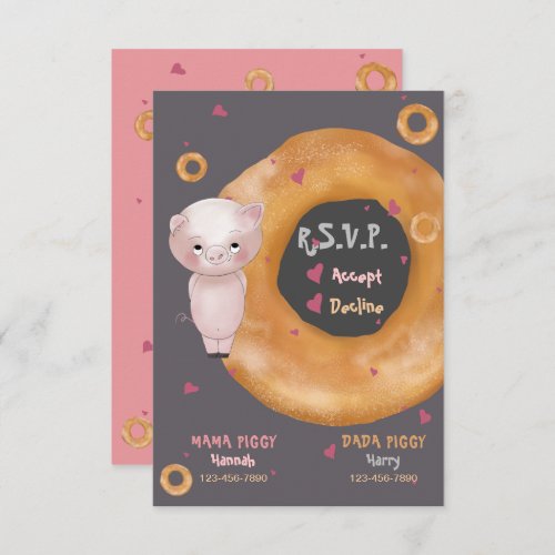 OUR LITTLE PIGGY    Love  Bagels RSVP Card