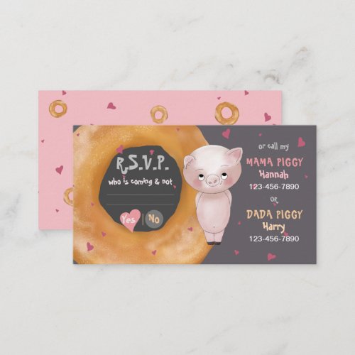 OUR LITTLE PIGGY  Love  Bagels RSVP Enclosure Card