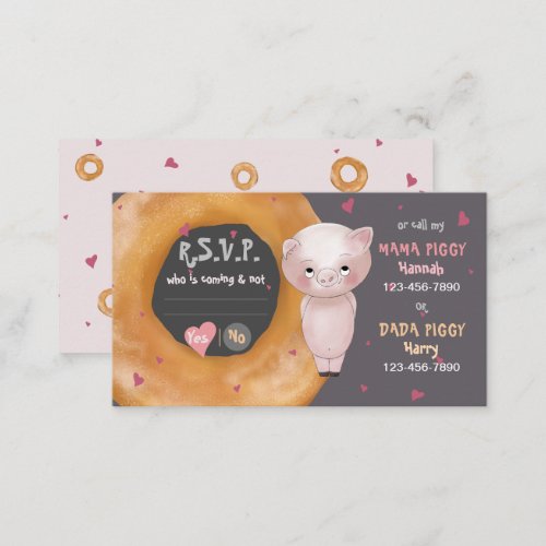 OUR LITTLE PIGGY  Love  Bagels RSVP Enclosure Card