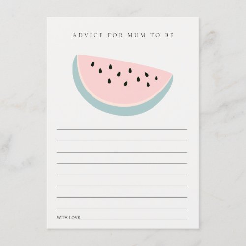 Our Little Pink Melon Advice for Mum Baby Shower Enclosure Card