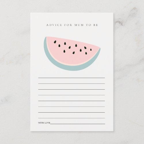 Our Little Pink Melon Advice for Mum Baby Shower Enclosure Card