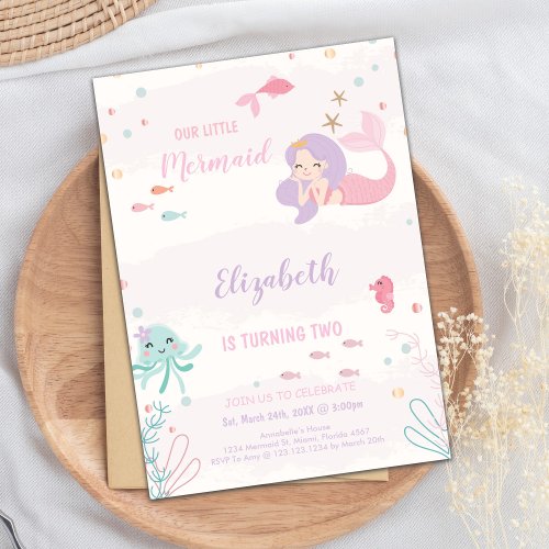 Our Little Pink mermaid Invitations