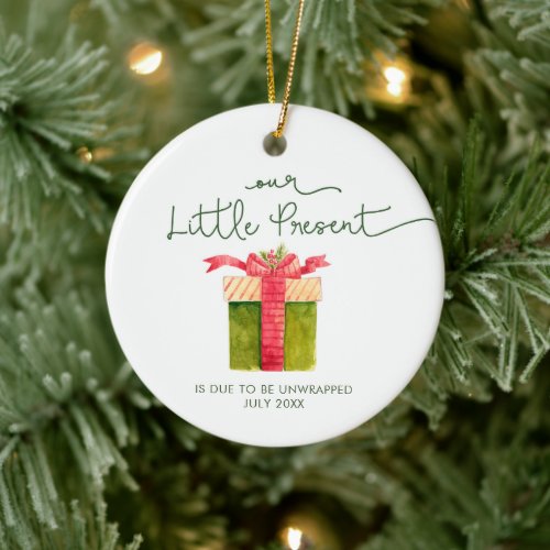 Our Little Present Personalized Expecting Parents Ceramic Ornament