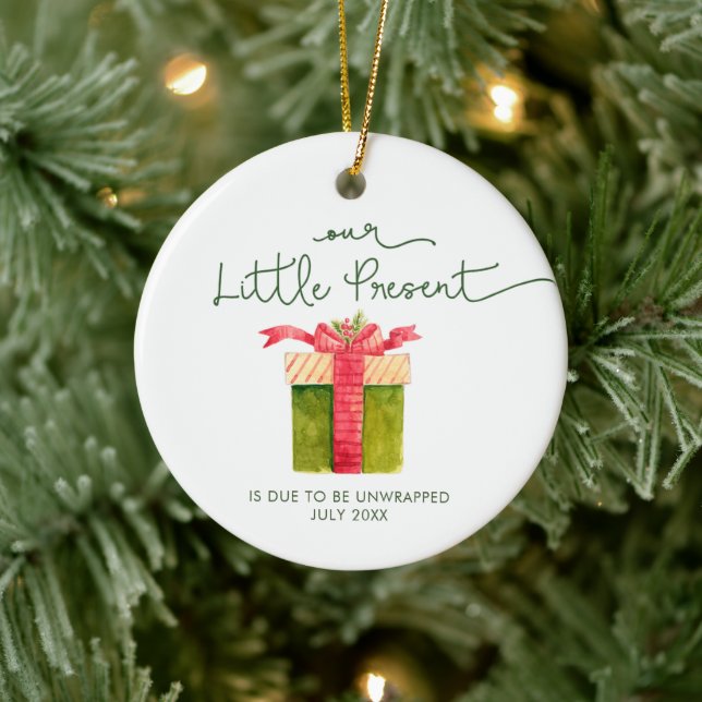 Our Little Present Personalized Expecting Parents Ceramic Ornament (Tree)