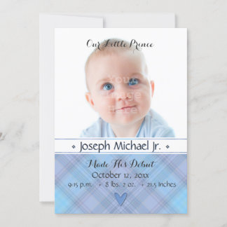 Our Little Prince Baby Boy Birth Announcement