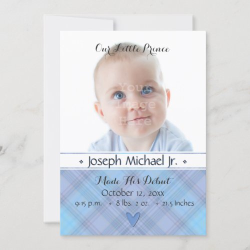 Our Little Prince Baby Boy Birth Announcement