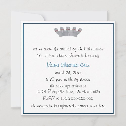 Our Little Prince Baby Shower Invitation