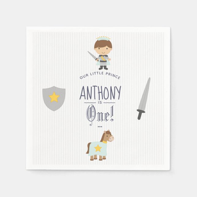Our Little Prince Birthday Party Paper Napkins (Front)