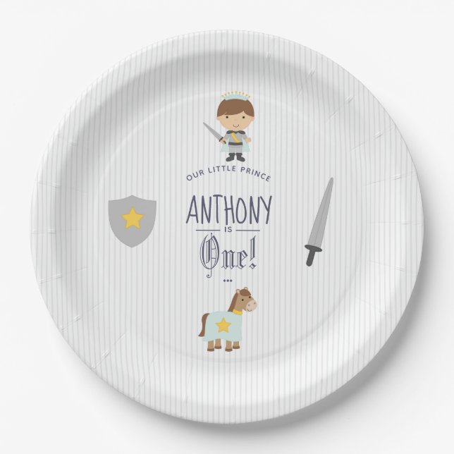 Our Little Prince Birthday Party Paper Plates (Front)