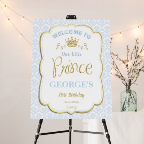 Our Little Prince Blue 1st First Birthday Welcome  Foam Board