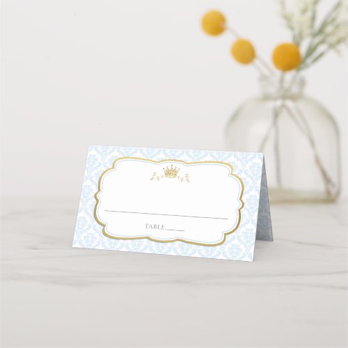 Our Little Prince Damask 1st Birthday Baby Shower  Place Card