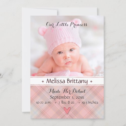 Our Little Princess Baby Girl Birth Announcement