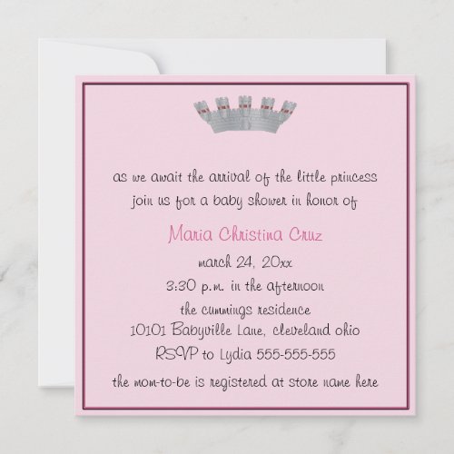 Our Little Princess Baby Shower Invitation Pink