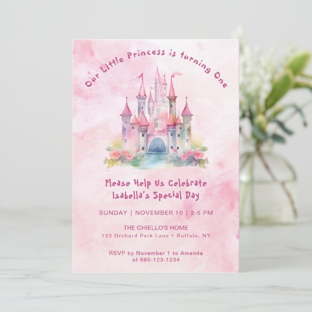 Our LIttle Princess is Turning One Birthday  Invitation (Standing Front)