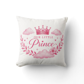 Our Little Princess Pink Crown Baby Girl Throw Pillow