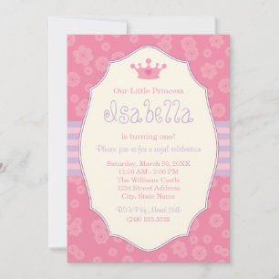 Our Little Princess Pink Crown Birthday Party Invitation