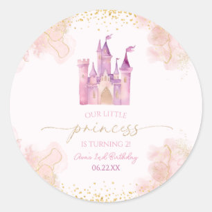 Our Little Princess Royal Castle Birthday Party Classic Round Sticker