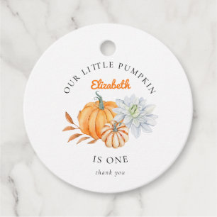 Our Little Pumpkin 1st Birthday Elegant Fall Cute Favor Tags