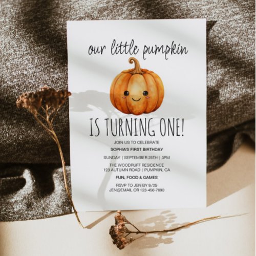 Our Little Pumpkin 1st Birthday Fall 1st Birthday  Invitation