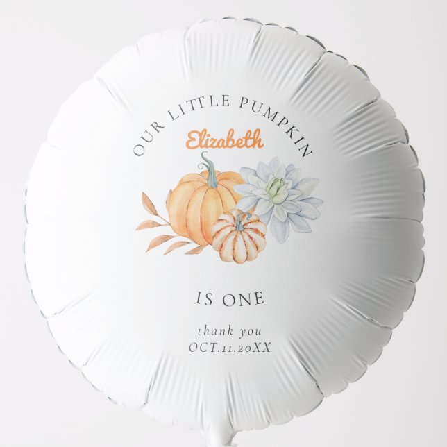 Our Little Pumpkin 1st Birthday Floral Elegant  Balloon (Front)