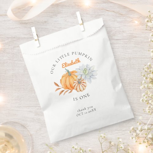 Our Little Pumpkin 1st Birthday Floral Fall Cute Favor Bag