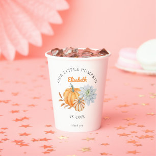 Our Little Pumpkin 1st Birthday Floral Watercolor Paper Cups