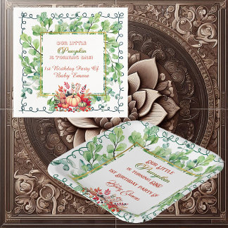 Our Little Pumpkin 1st Birthday Green Fall Wreath  Napkins