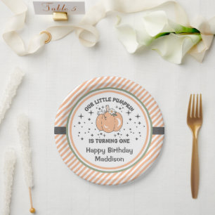 Our Little Pumpkin 1st Birthday Groovy Pumpkin Paper Plates